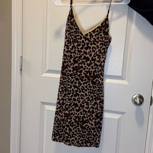 Leopard Print Slip Dress Cowl Back